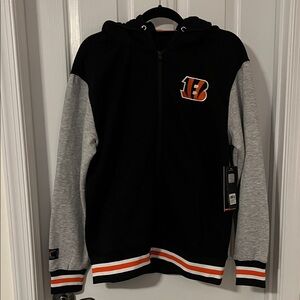 NFL Bengals Black and Gray Hoodie Jacket with Orange Details